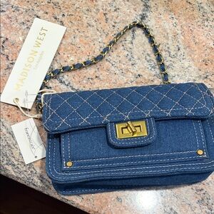 Francesca's Collections Blue Quilted Wristlet